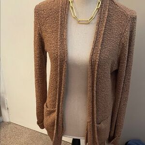 Atmosphere Tan Open-Front Cardigan Euc